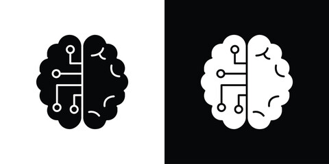 Machine learning icon. The black silhouette vector
