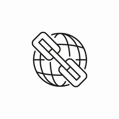 globe and chainlink icon sign vector