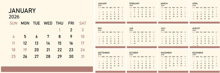 US calendar 2026  