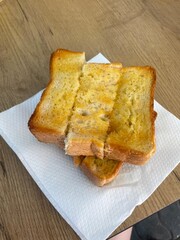 Portuguese toast “Torrada” served on a plate