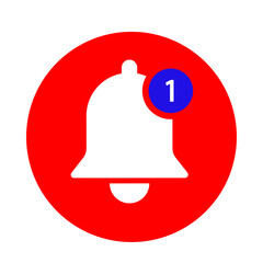 Red notification bell icon with one alert