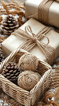 Explore thoughtful and creative ways to wrap gifts using natural elements like twine and pinecones for a cozy presentation