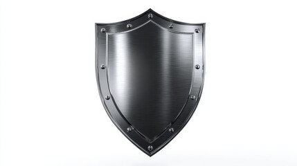 Beautiful photo of blank metal shield, 3d, hyper-realistic, shiny.