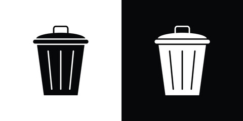 Bin icon. The black silhouette vector