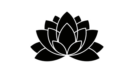 Stylized Black Lotus Flower Icon Silhouette.