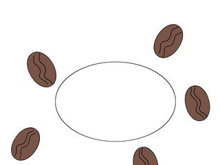coffee beans pattern icon decoration with oval frame
