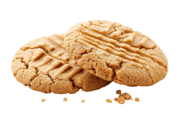 Deliciously baked peanut butter cookies arranged beautifully on a bright background, ready for an afternoon treat or dessert isolated on transparent background
