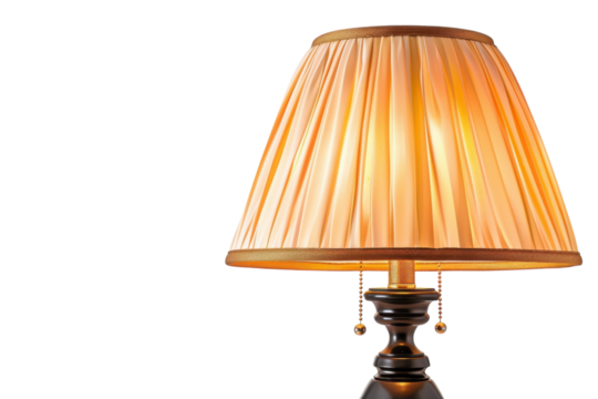 A warm, inviting bedside lamp illuminating a cozy space with elegant light during a quiet evening isolated on transparent background