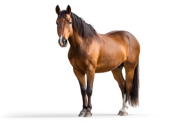 Obraz premium Horse standing isolated on clean white background
