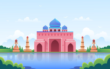 Hand Drawn Flat Traditional Indian Architecture and Landmarks