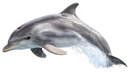 Dolphin jumping isolated on pure white background