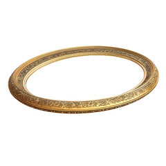 Ornate Gold Oval Frame with Intricate Design on Transparent Background