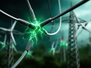 Renewable Energy Concept Featuring Electricity and Wind Turbines in Action