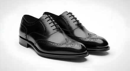 Classic black dress shoes, clean background