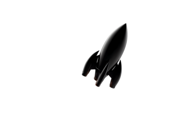 Sleek black rocket soaring upwards, symbolizing innovation, progress, and futuristic concepts