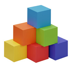 Obraz premium カラフルな立方体の積み木、ミニマルデザイン