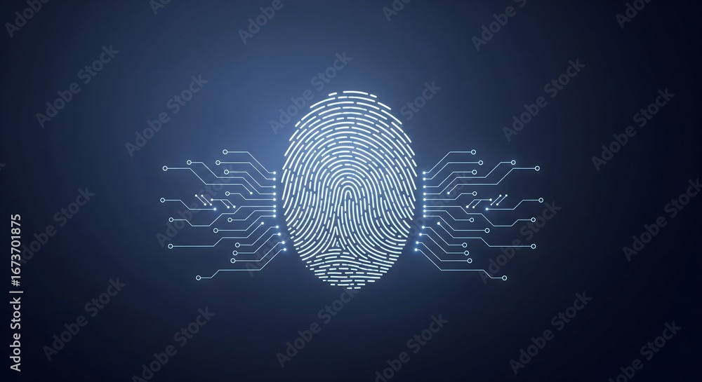 Poster digital fingerprint scan as a concept for biometric security.