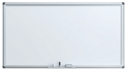 Blank white board with aluminum frame