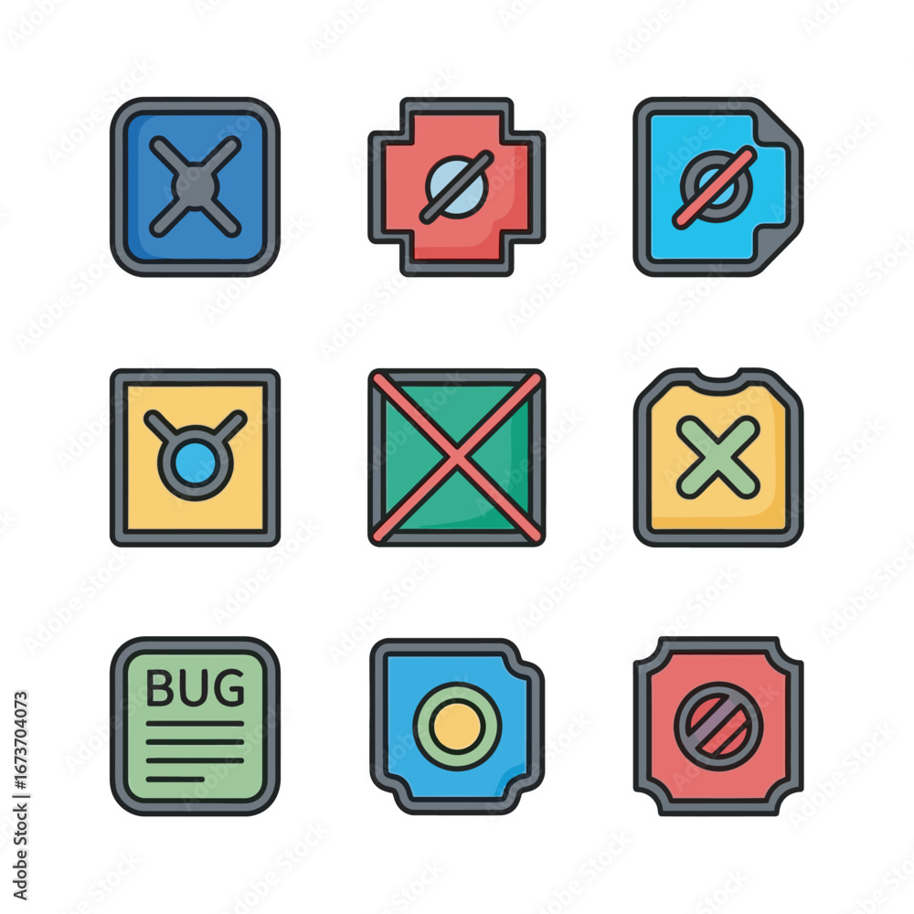 Poster Icons demonstrate functions within application interfaces displayed digitally