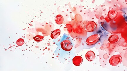 Artistic abstract design for world thrombosis day awareness campaign. Horizontal banner. Copy space. World Blood Donor Day. World hemophilia day. Medical template. Watercolor illustartion