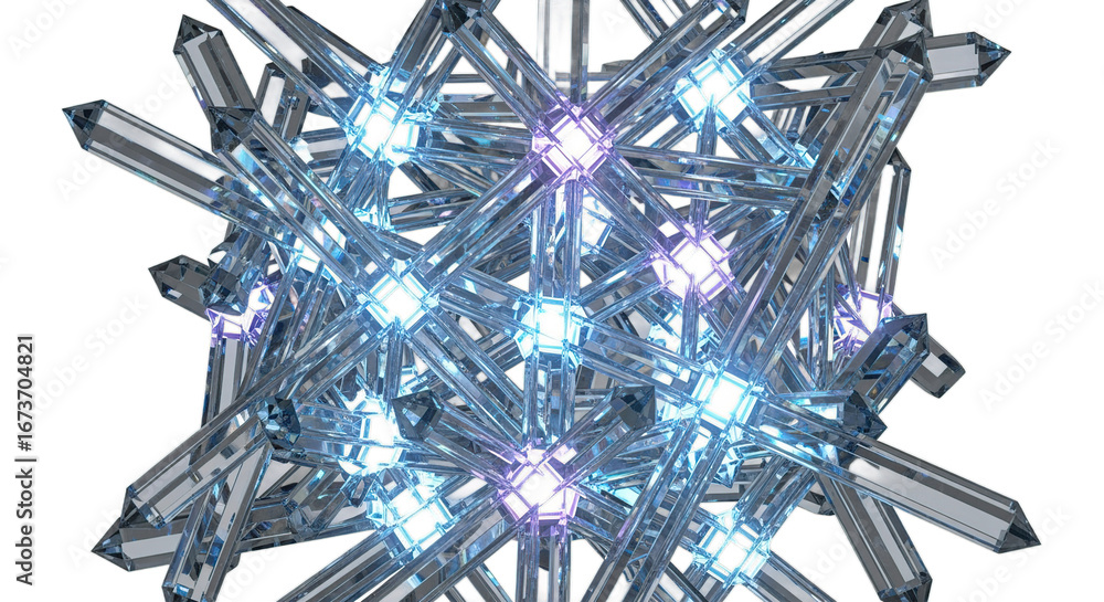 Poster complex geometric crystal structure in transparent background showcasing modern and futuristic desig