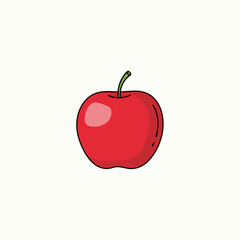 Cartoon Red Apple with Green Stem Illustration