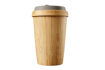 bamboo travel mug isolated on white background sustainable coffee cup