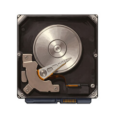 精密な機械部品、ハードディスク内部構造イラスト