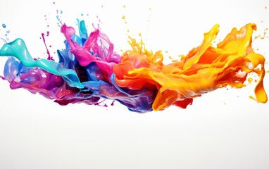 Fluid Abstract 3D Splash in Vivid Multicolor. Colorful liquid splash creating a dynamic wave effect in bright tones