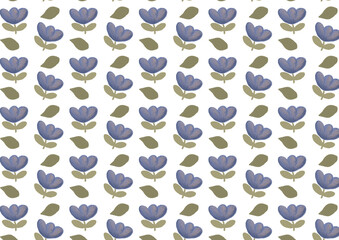 seamless pattern with blue flowers and leaves - shabby chic pattern