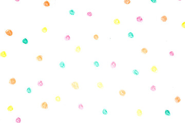 Multicoloured children's pencil crayon spotty polka dots background