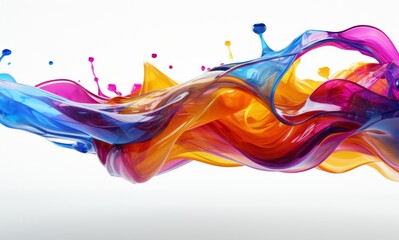Fluid Abstract 3D Splash in Vivid Multicolor. Colorful liquid splash creating a dynamic wave effect in bright tones