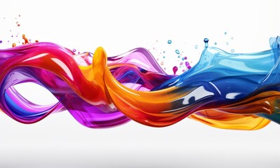 Fluid Abstract 3D Splash in Vivid Multicolor. Colorful liquid splash creating a dynamic wave effect in bright tones