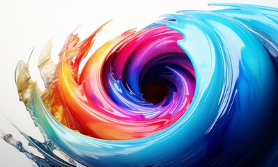 Fluid Abstract 3D Splash in Vivid Multicolor. Colorful liquid splash creating a dynamic wave effect in bright tones