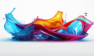 Fluid Abstract 3D Splash in Vivid Multicolor. Colorful liquid splash creating a dynamic wave effect in bright tones