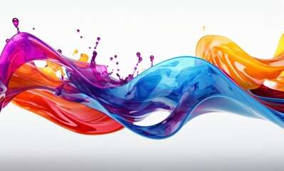 Fluid Abstract 3D Splash in Vivid Multicolor. Colorful liquid splash creating a dynamic wave effect in bright tones