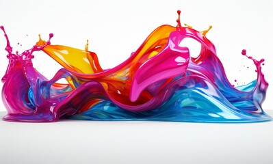 Fluid Abstract 3D Splash in Vivid Multicolor. Colorful liquid splash creating a dynamic wave effect in bright tones