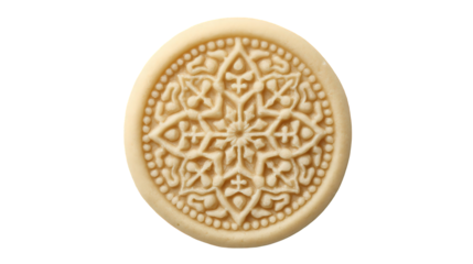 Round Beige Cookie with Intricate Geometric Pattern