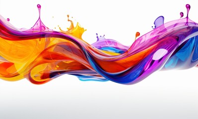 Fluid Abstract 3D Splash in Vivid Multicolor. Colorful liquid splash creating a dynamic wave effect in bright tones