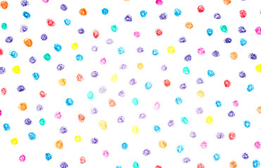 Multicoloured children's pencil crayon spotty polka dots background