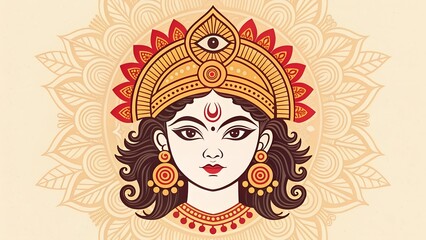 Durga Puja, Celebrate the vibrant Hindu festival with this colorful Happy Durga Puja greeting