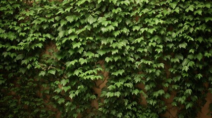 Fototapeta premium Dense ivy foliage with vibrant green hue. AI image
