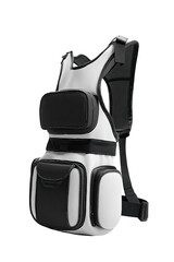 Naklejka premium White and black functional vest-backpack, multiple pockets