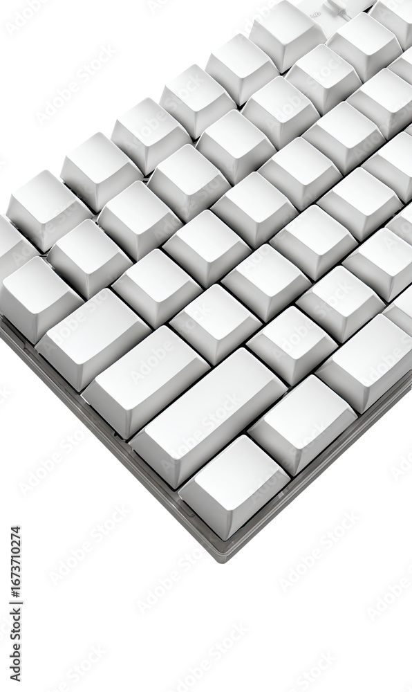 Fototapete close-up of a white mechanical keyboard. keys are rectangular and uniform. slight angled view. darke