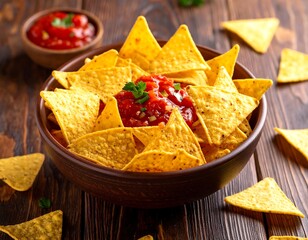 Bowl of tortilla chips with salsa
