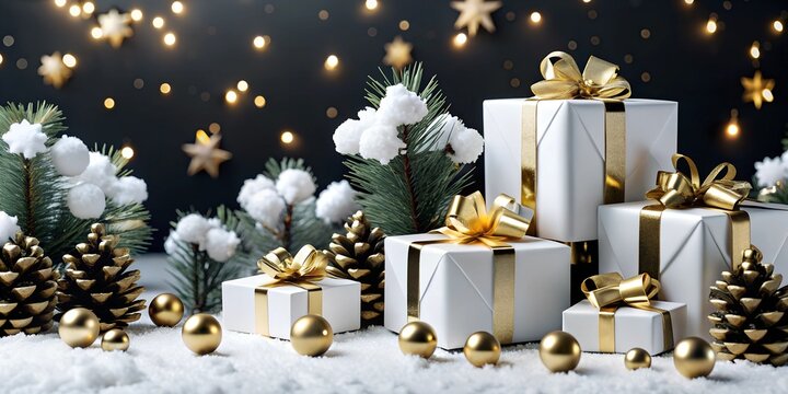 Create a festive atmosphere with a magical Christmas abstract wallpaper featuring elegant gifts and charming decorations christmas, abstract, wallpaper, gifts, decorations, winter, snow, holiday, magi