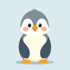 Fototapeta premium Cute emperor penguin chick character in a minimalist vector style