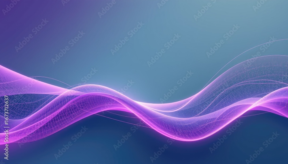Aufkleber abstract digital wave pattern in vibrant purple and blue tones creating a fluid motion background fo