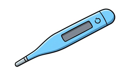 Digital thermometer in blue color for measuring body temperature  