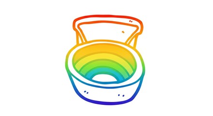 Rainbow toilet illustration with colorful design and playful style  